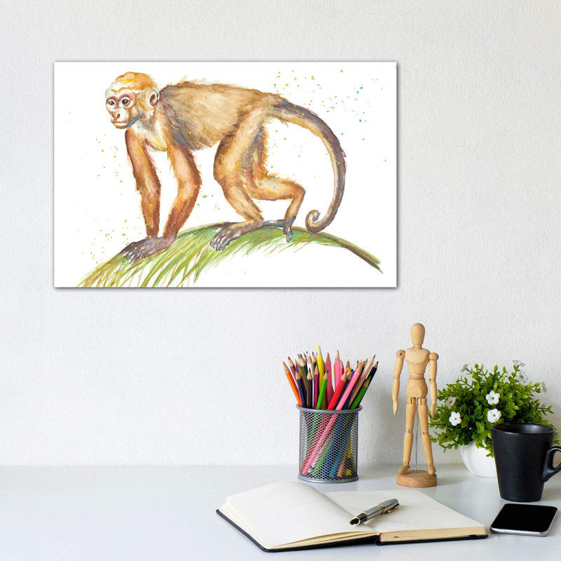 «Monkeys in the Jungle II» par Patricia Pinto - reproduction d'art, H 8 po x l 12 po x P 0,75 po, Toile tendue, Pas de tapis