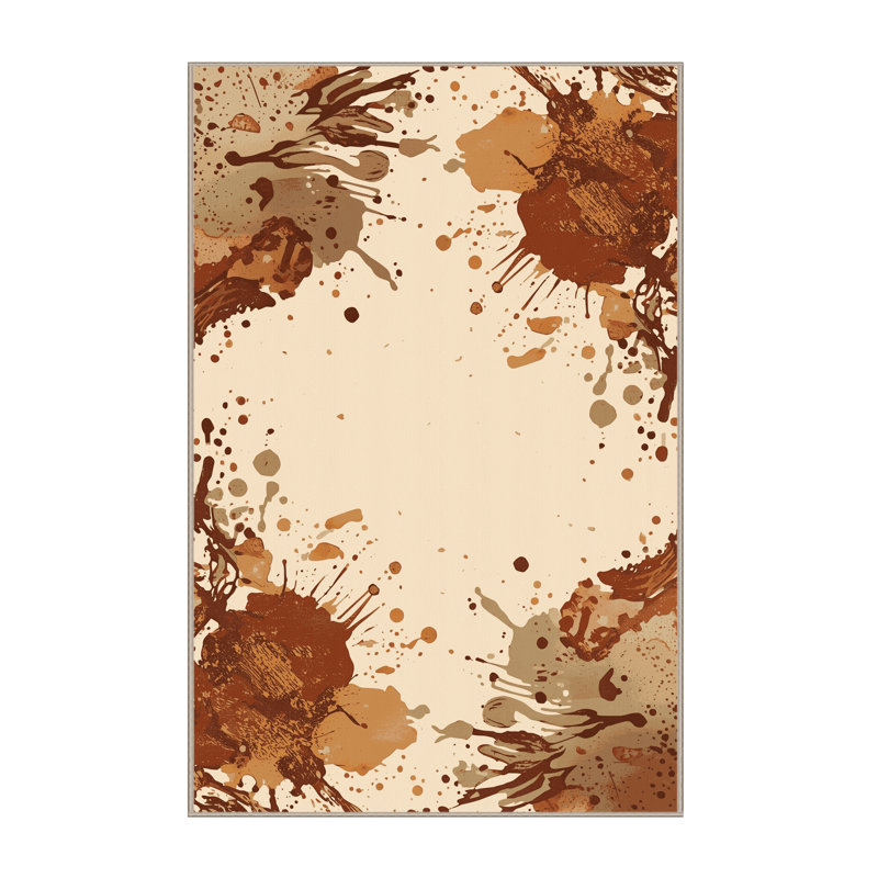 Tapis beige moelleux moelleux à motif éclectique abstrait Eatman, 4 x 2