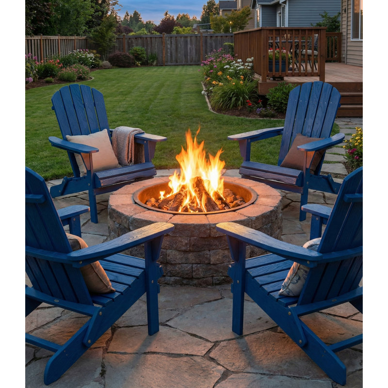 Wood Lounge Patio Chair for Garden Outdoor Wooden Folding Embossed Adirondack Chair Solid Cedar Wood Lounge Patio Chair with Wood Grain
