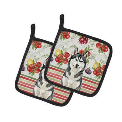 Siberian Husky Vegetables Pair of Pot Holders