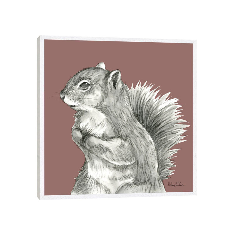 Watercolor Pencil Forest Color IV Squirrel by Kelsey Wilson - Gallery-Wrapped Canvas Giclée on Canvas, White Floater Framed