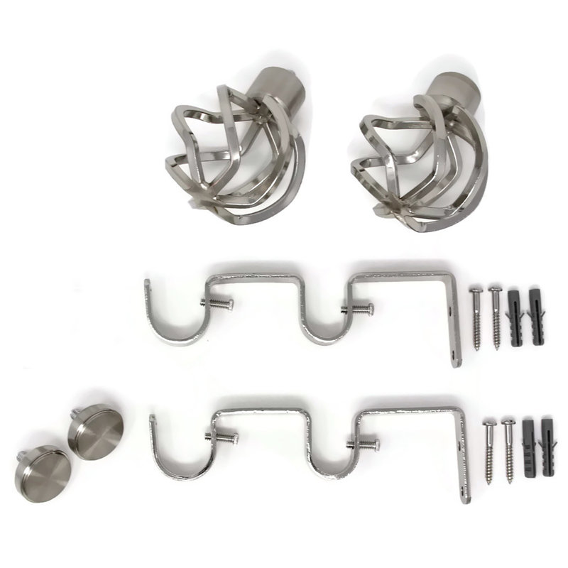 Tringle à rideaux double pour fenêtre Courville, Acier brossé, H 1 po x l 84 po x P 1 po