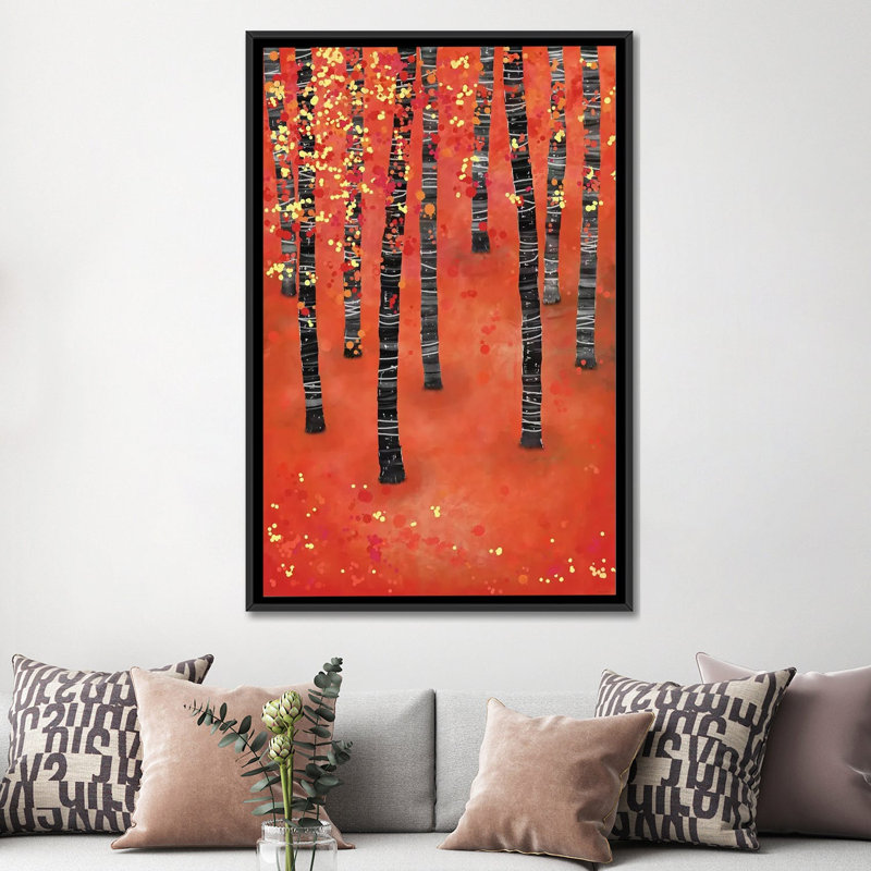 « Birches » par Nic squirrell-impression, H 60 po x l 40po x P 1,5 po, Toile avec cadre noir, Pas de tapis