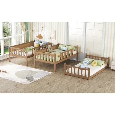 Twin Over Bunk Bed With Detachable Feature, White Oak Color Stylish Bed,