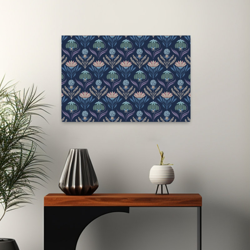 Art contemporain contemporain rétro fleur abstraite, H 16 po x l 24 po