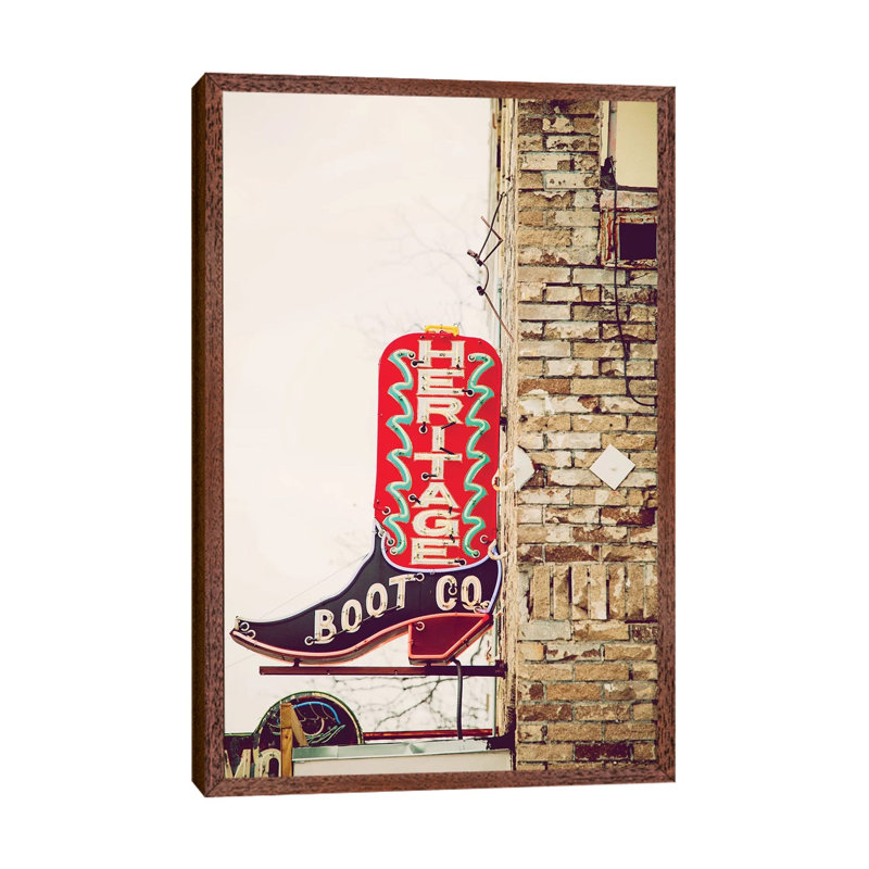 Austin Neon by Ann Hudec - Print on Canvas, Classic Brown Wood Framed, 66.04cm H x 45.72cm W x 3.81cm D
