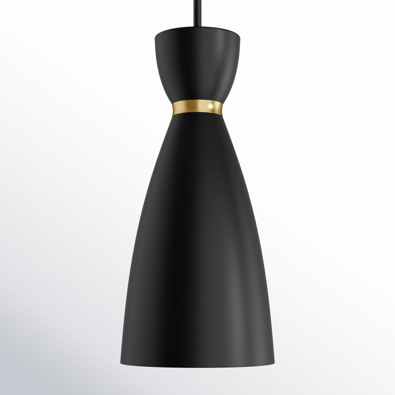 1 - Light Cone Pendant, Satin Brass/Black