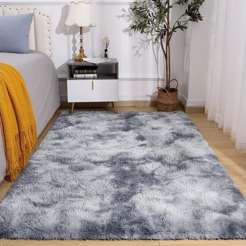 Caleta Machine Tufted Polyester Rug, Rectangle 245 x 305 cm, Tie-dyed grey