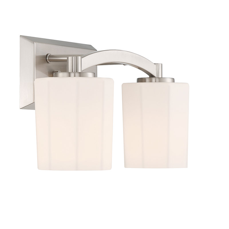 Satin Nickel 2-Light Vanity Fixture with Opal Glass Shades