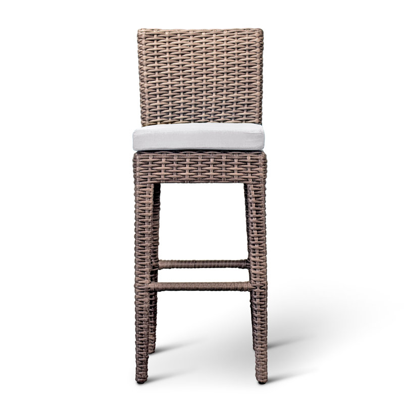 Arden Outdoor Bar Stool, Chestnut, Canvas Natural Sunbrella® Canvas, 28.75"