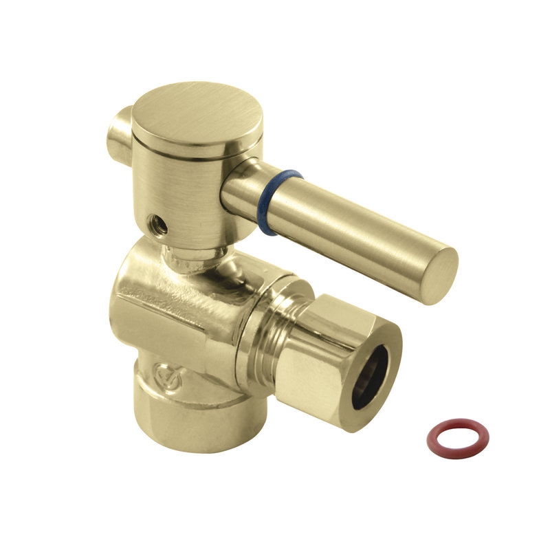 Kingston Brass Concord 1/2-Inch Sweat x 3/8-Inch OD Comp Quarter-Turn Angle Stop Valve, Polished Brass