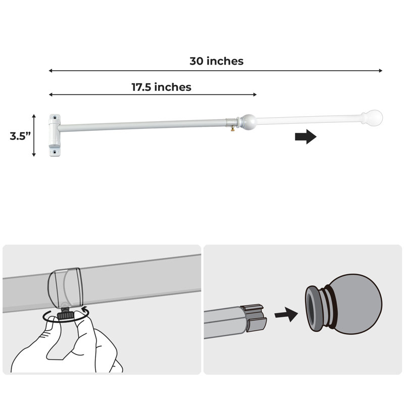 Huya Adjustable Single Curtain Rod, Black