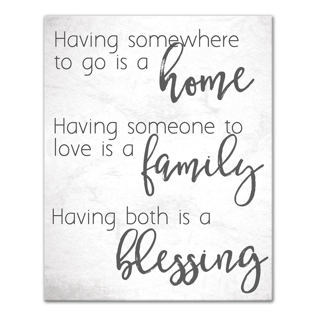 Home Plus Family Equals a Blessing - Textual Art Print on Canvas Winston Porter 