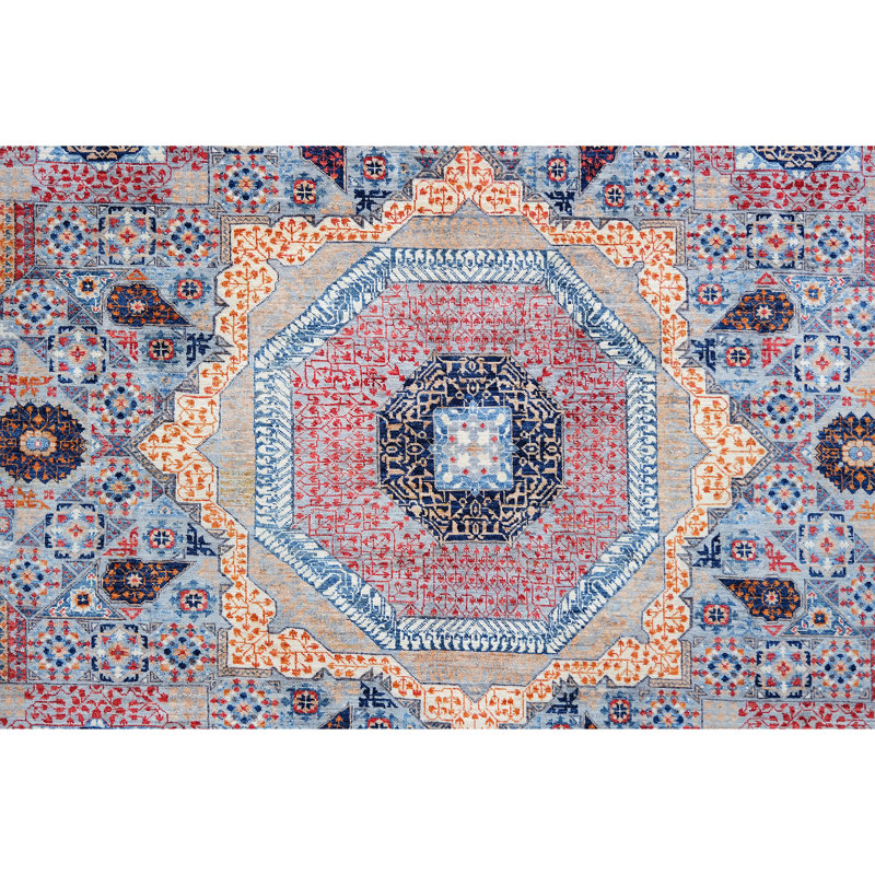 Tapis argent et beige noué à la main de haute qualité