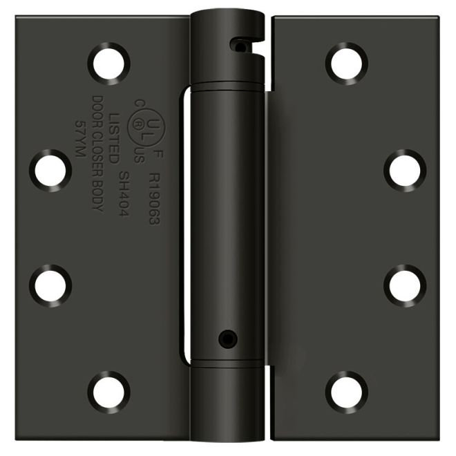 Charnière à ressort Deltana DSH45U10B 4 1/2 po x 4 1/2 po homologuée UL en bronze huilé, Bronze huilé