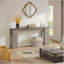 Très longue console de style campagnard, canapé-lit en bois étroit derrière le canapé, table d'appoint rustique gris avec rangement pour le salon, le couloir et le vestibule-399690692