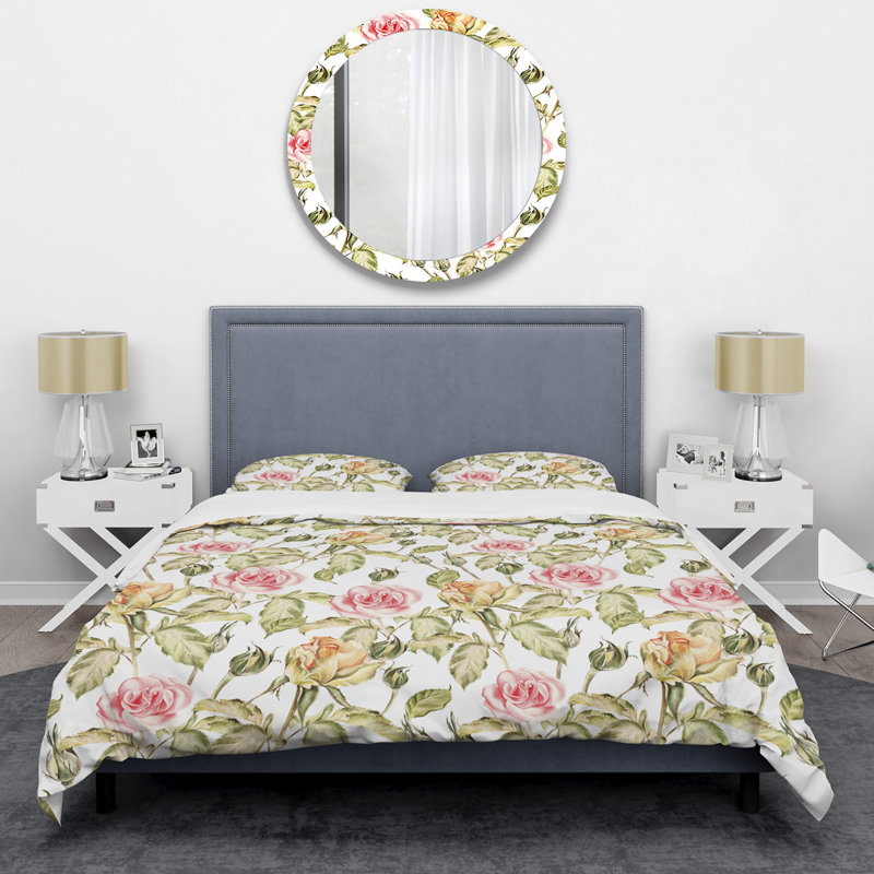 Green/Pink Microfiber Duvet Cover Set, Twin Duvet Cover + 1 Standard Sham