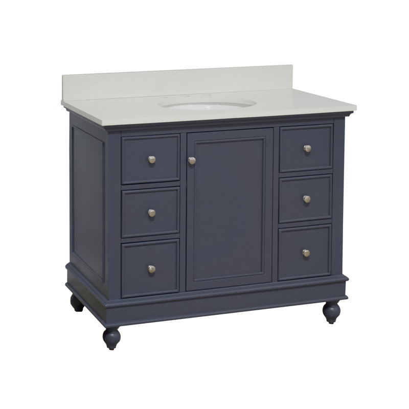 Ensemble de meuble-lavabo simple 42 po Ferdinand, Quartz, Gris marine