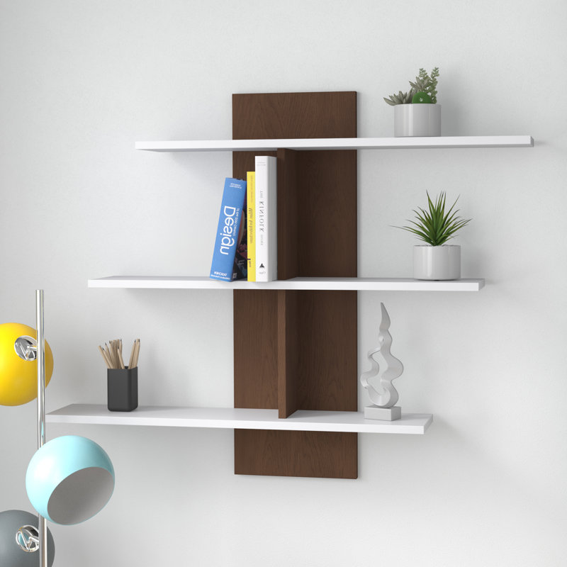 Croom 3 Piece Accent Shelf, White/Wenge