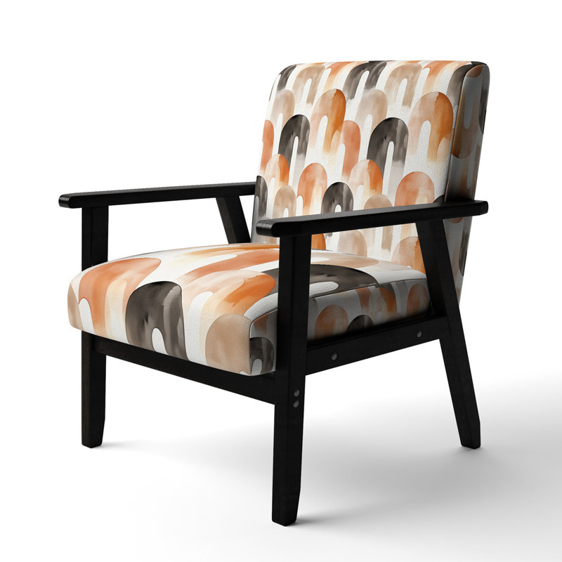 Chaise d'appoint Arc - Fauteuil Boho Calm Arches Orange, Accoudoirs carrés noirs