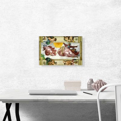 La création du soleil, de la lune et de la végétation 1511 par Michel-Ange - reproduction d'art sur toile tendue