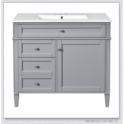 Meuble-lavabo moderne 36 po avec lavabo supérieur