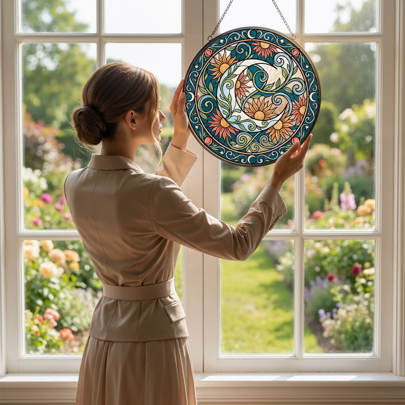 Panneau de vitrail en verre coloré, 7,8 heures, H 7,8 po