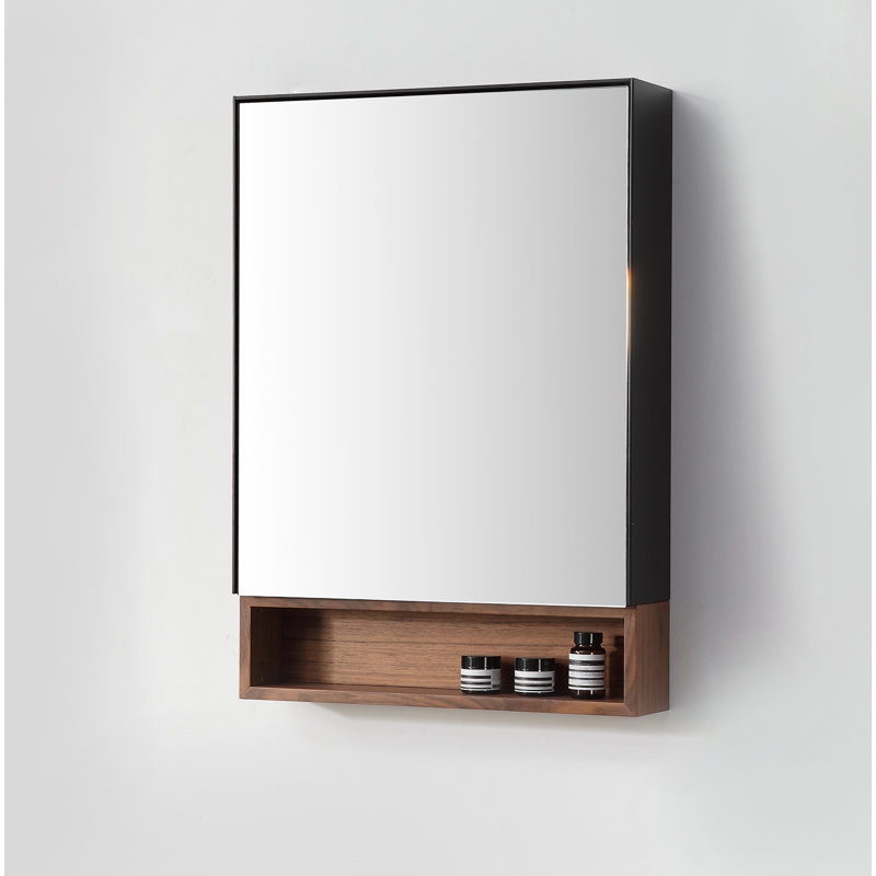 Bergen 24" Medicine Cabinet, Matte Black/Walnut
