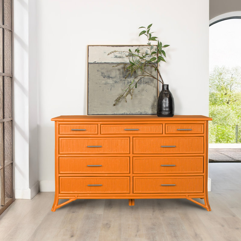 Commode double 9 tiroirs Bermuda, Orange citron