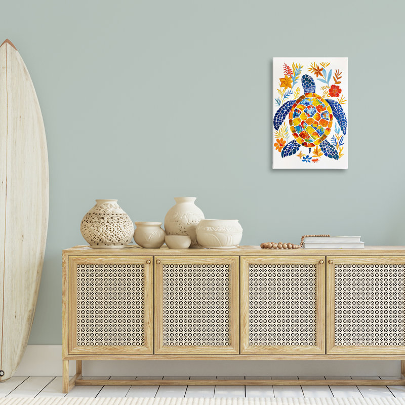 Toile à motif nautique de tortues par Ramona Murdock, H 30 po x l 20 po