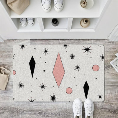 Mid Century Modern Geometric Doormat for Outdoor and Indoor, 36 x 24 inch