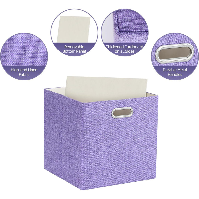 4-pack Purple Fabric Cube Storage Bins With Handles