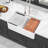 White Farmhouse Sink Workstation - 33 Inch White Ceramic Double Bowl Farm Kitchen Sink