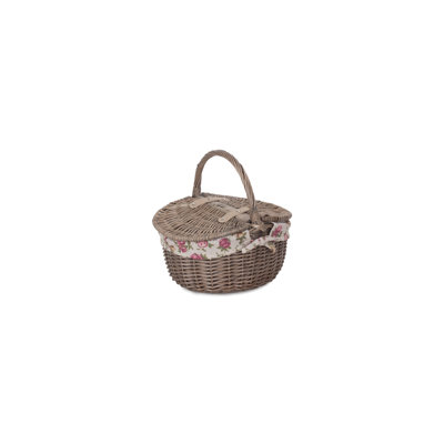 Wicker Small Double Lidded Picnic Basket with Lining