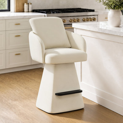 Tabouret de bar pivotant moderne avec siège et accoudoirs entièrement rembourrés