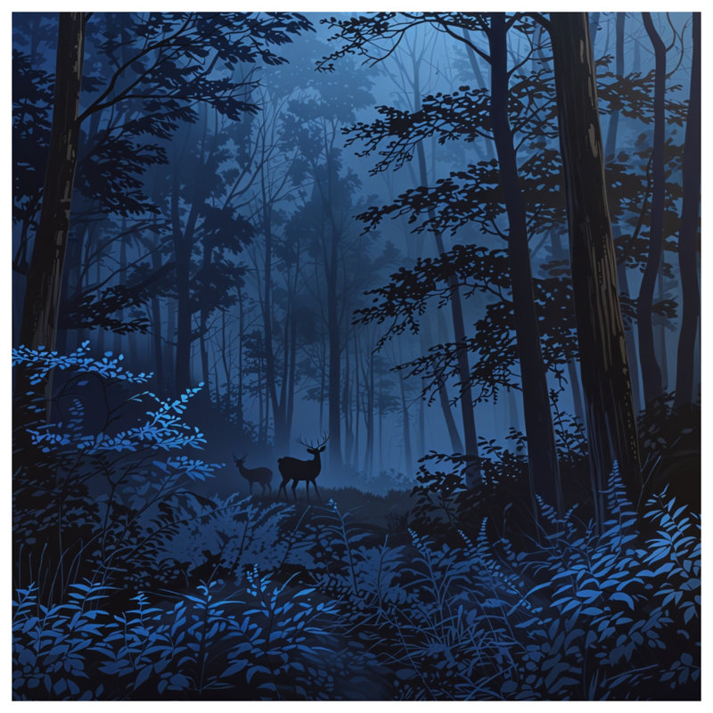 Tapisserie murale «Deer In Dense Forest» - Décoration murale cerf, H 68 po x l 80 po avec 4 œillets
