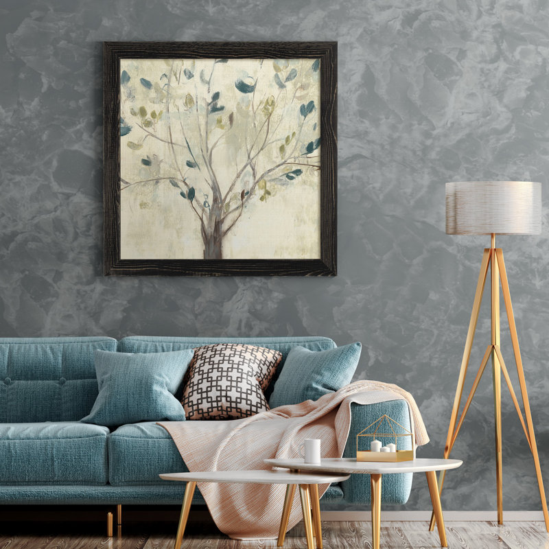"Trees of Blue I", reproduction d’art encadrée, Pas de tapis, H 31,5 po x l 31,5 po x P 1,5 po, Toile encadrée noire