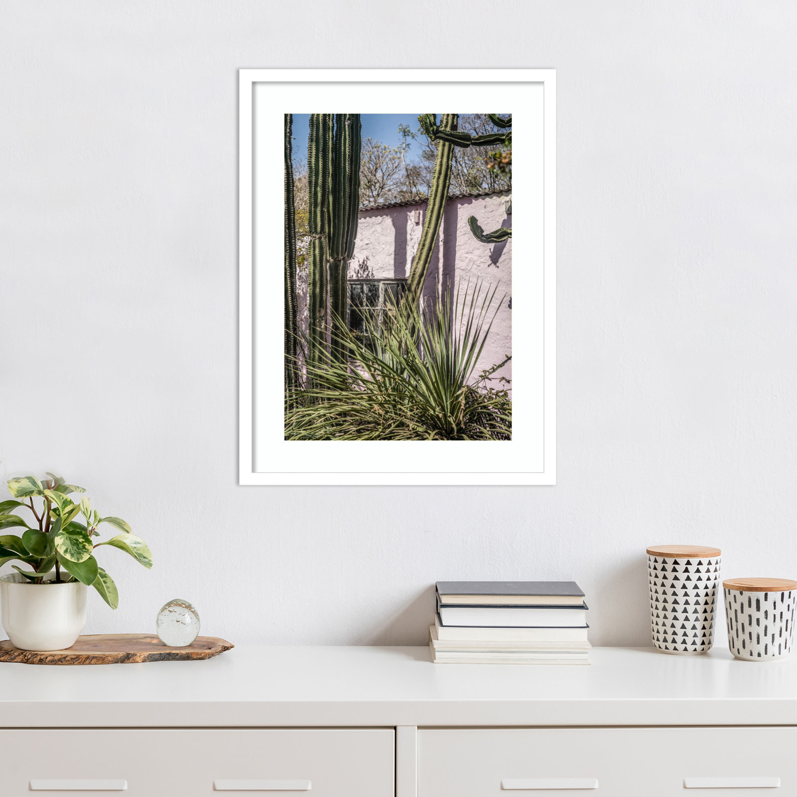 Daisey "Plants on Pink" Print, White, 25" H x 19" W