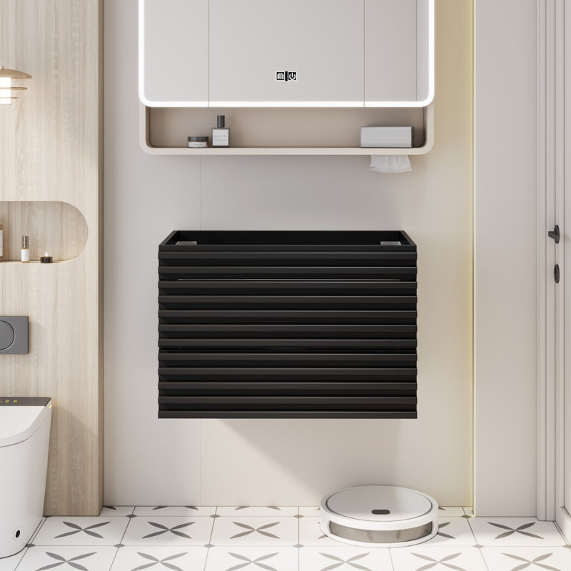 Base de meuble-lavabo mural simple 30 po, lavabo non inclus, Noir