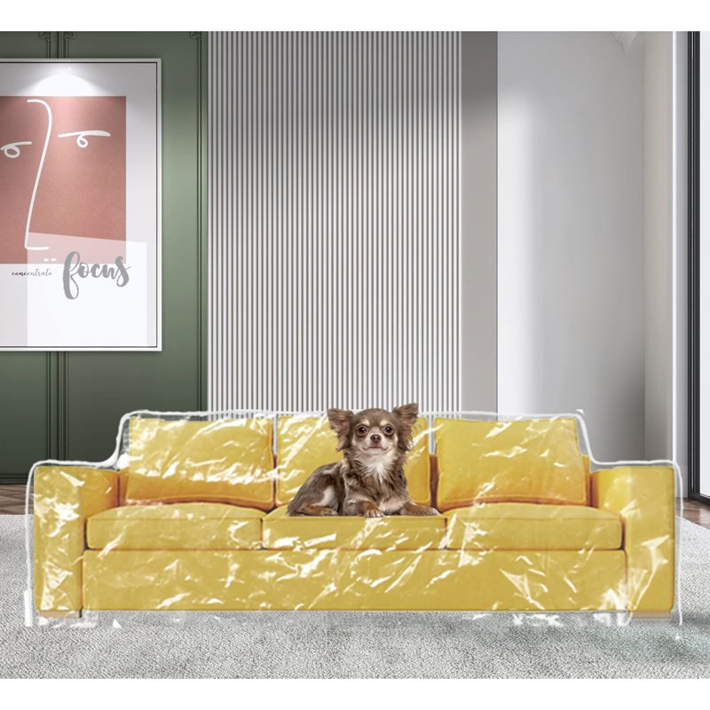 Heavy Duty Clear PVC Sofa Cover, Waterproof Eco-Friendly Ultra Soft Thick Couch Cover, Cat Scratch Resistant Dustproof Furniture Protector