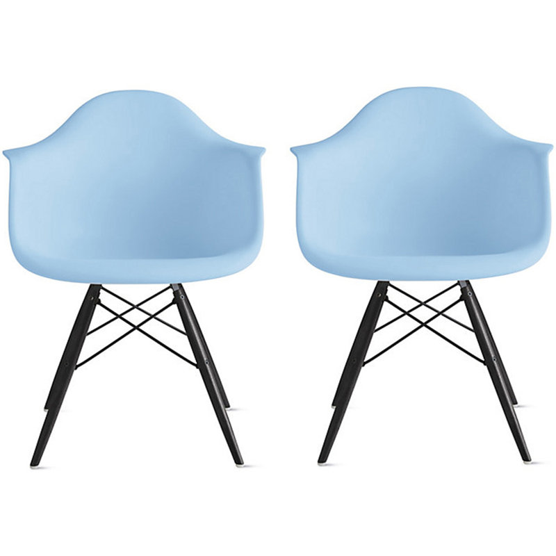 Hiebert Dining Chairs Set of 2 - Black Wood Eiffel Leg Armchairs with Plastic Seats for Kitchen, Dining Room or Cafe (Modern Farmhouse Style)