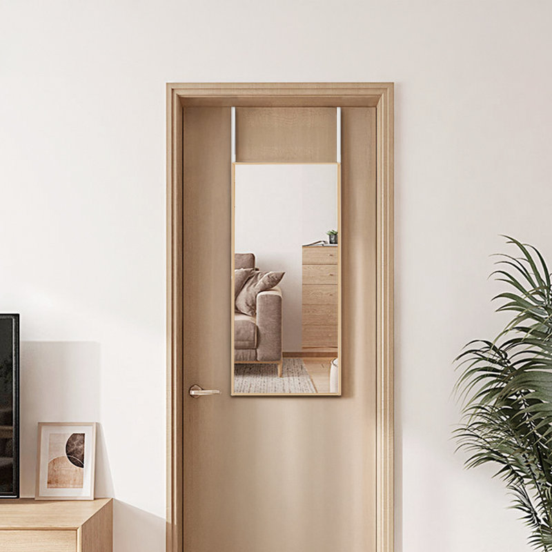 Heulyn Rectangle Metal Frame Over the Door Full Length Mirror, 78cm x 28cm, Gold