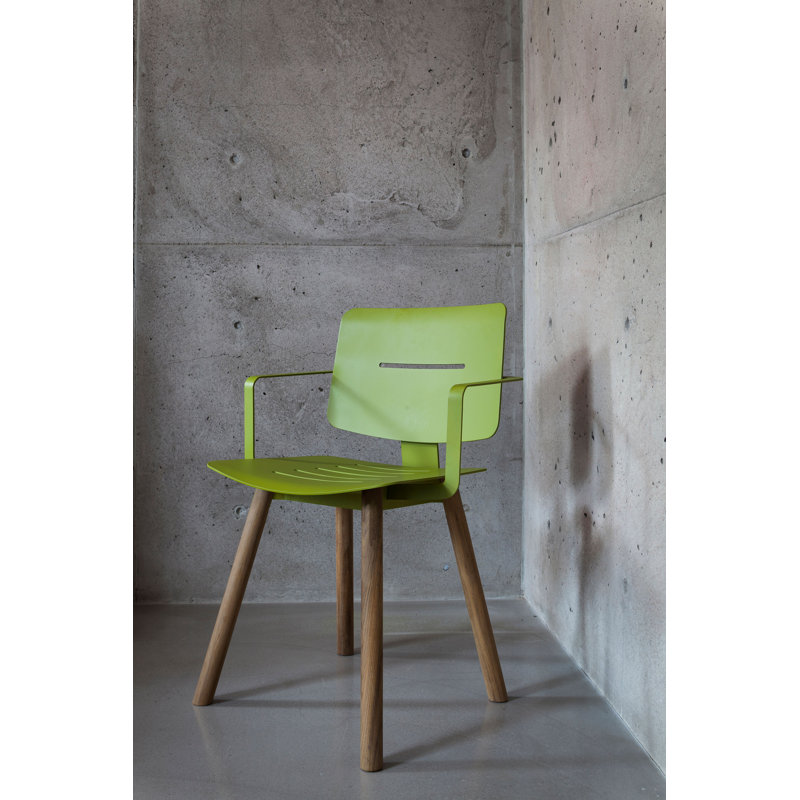 Coco Outdoor Dining Armchair, Olive Green/Faux Teak