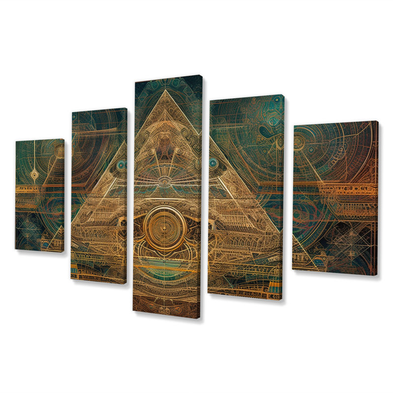 Résonances de la pyramide d'Atlantis - Décorations murales formes abstraites - 5 panneaux