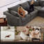 Canapé modulaire 108 po avec 2 ensembles de housses lavables, canapé modulaire en L convertible avec repose-pieds, canapé à 3 places pour salon, blanc avec housses extra grises-129536513