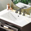  Meuble-lavabo 30 po avec lavabo en céramique, portes en verre texturé, tablette réglable, plateau basculant, brun foncé-1023165404