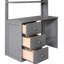 Lit mezzanine simple gris avec tiroirs de rangement, bureau et garde-robe. Bois massif. Faites de votre espace. Aucune boîte de tiroir de fondation, étude de la construction en bois pour plus de stabilité. Maximiser le sommier tapissier de la chambre à coucher-442795962-442795957