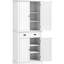 Armoire garde-manger 72,5 po, blanche. Rangement à 4 portes et tiroirs avec tablettes réglables. Convient à la batterie de cuisine et aux serviettes. Traditionnel pour la salle à manger. Cuisine autoportante d'une capacité totale de 220 lb, 4 portes et 3