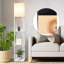 Lampe sur pied colonne Vax avec tablettes, bois massif, ports USB et ampoule incluse-422870700