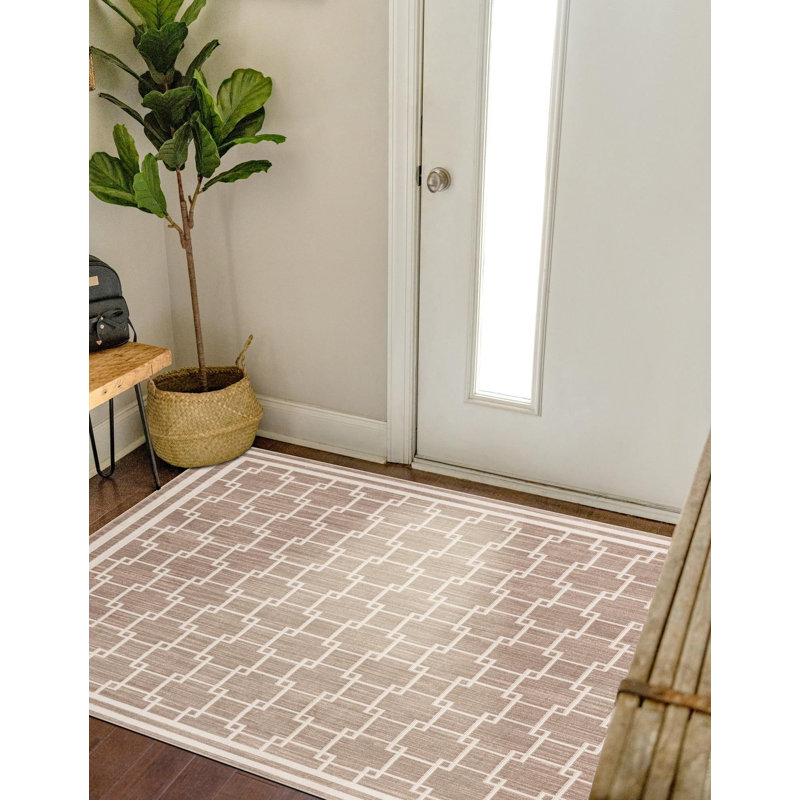 Tapis beige contemporain Ogorman, Carré 7 pi 10 po